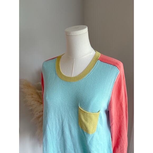 Zaket & Plover Sweater Size Small Colorblock Long Sleeve Pocket Crewneck - Picture 2 of 8